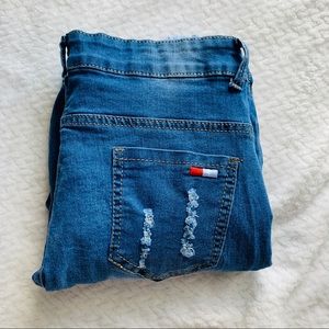 blue skinny ripped jeans